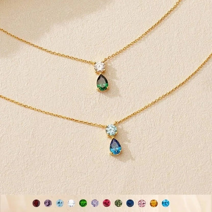 Minimalist Water Droplets 201 Stainless Steel 304 Stainless Steel Zircon 18K Gold Plated Inlay Pendant Necklace