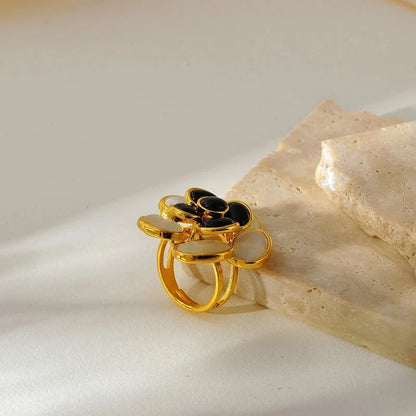 Mid-Ancient Ornament 18K Gold Diamond Oil-Spot Glaze Flowers Earrings Style Niche Design Earrings