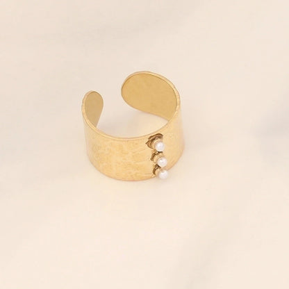 Fashion Waves Stainless Steel Inlay Open Ring