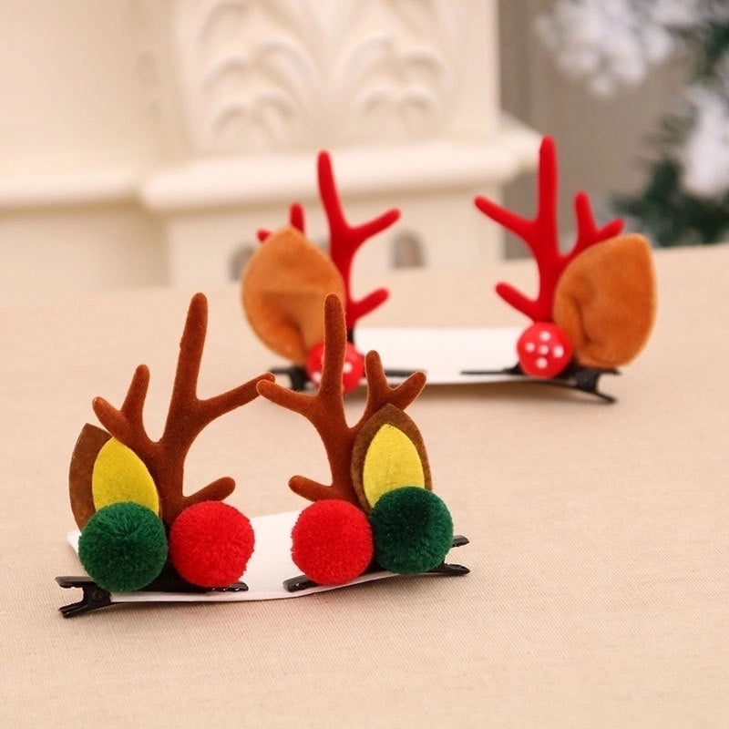 Christmas Small Gifts For Children Gift Gold Powder Antlers Mink Hair Clip Hairpin Set Headdress Christmas Head Buckle