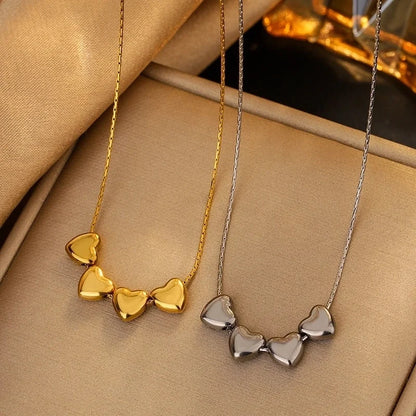 Princess Classic Style Heart Shape 304 Stainless Steel 18K Gold Plated Pendant Necklace