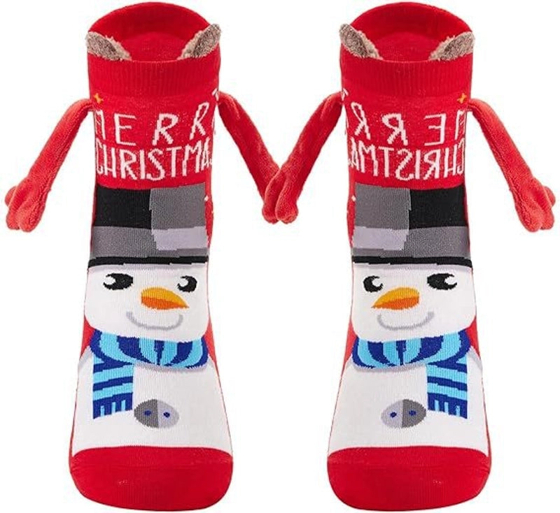New Popular Christmas Socks Autumn And Winter Cotton Magnet Magnet Hand-holding Socks Mid-calf Length Socks In Stock