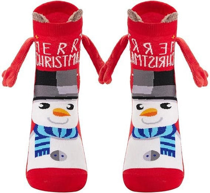 New Popular Christmas Socks Autumn And Winter Cotton Magnet Magnet Hand-holding Socks Mid-calf Length Socks In Stock