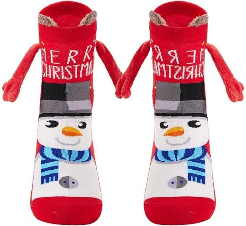 New Popular Christmas Socks Autumn And Winter Cotton Magnet Magnet Hand-holding Socks Mid-calf Length Socks In Stock