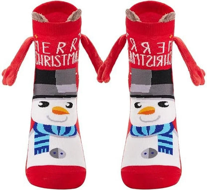 New Popular Christmas Socks Autumn And Winter Cotton Magnet Magnet Hand-holding Socks Mid-calf Length Socks In Stock