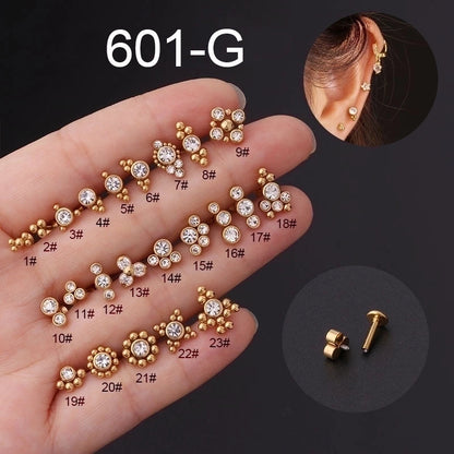 Ear Cartilage Rings & Studs Fashion Geometric 316L Stainless Steel Plating