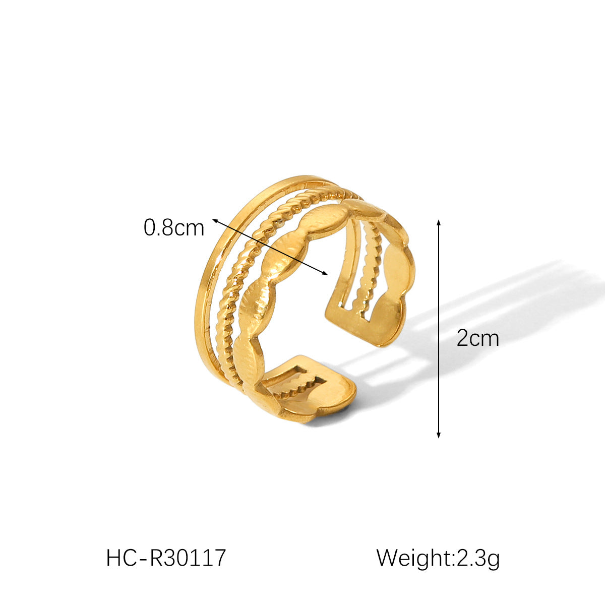 IG Style Open Ring Stripe Round Circle Geometric Stainless Steel Electroplating Rings