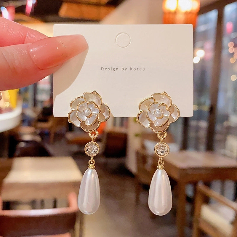 Fashion Geometric Star Flower Imitation Pearl Alloy Tassel Women\'s Drop Earrings 1 Pair