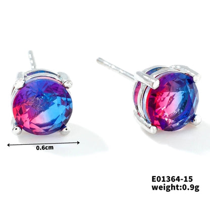 1 Pair Minimalist Geometric Plating Inlay Copper Glass K Gold Plated Rhodium Plated Ear Studs