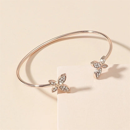 1 Set Minimalist Star Heart Shape Butterfly Stainless Steel Metal 18k Gold Plated Gold Plated Silver Plated Turquoise Rhinestones Zircon Bangle