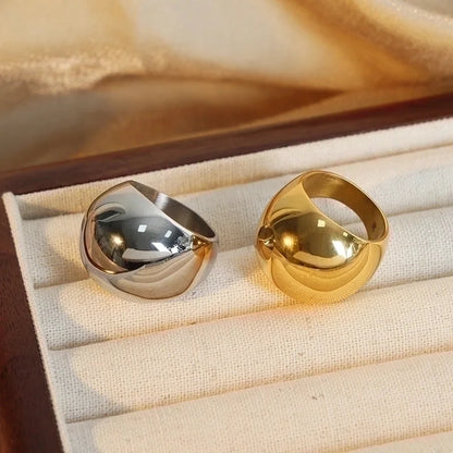 Casual Minimalist Solid Color Titanium Steel 18K Gold Plated Plating Rings