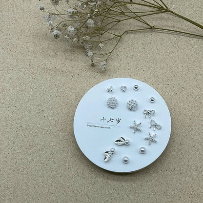 2 Pieces Minimalist Commute Geometric Inlay Copper Zircon Drop Earrings