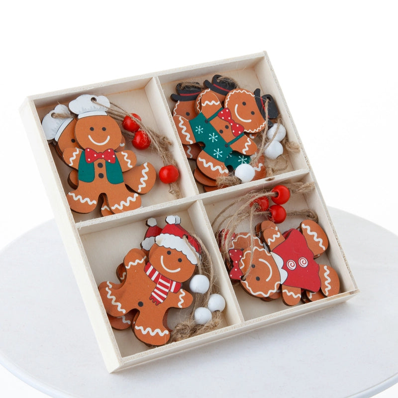 Christmas Cartoon Style Cute Gingerbread Doll Wood Festival Hanging Ornaments Decorations Hanging Ornaments