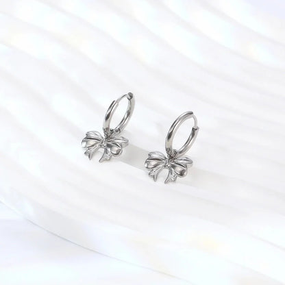 1 Pair Elegant Lady Bow Knot Plating 304 Stainless Steel 18K Gold Plated Drop Earrings