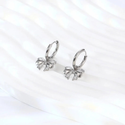 1 Pair Elegant Lady Bow Knot Plating 304 Stainless Steel 18K Gold Plated Drop Earrings