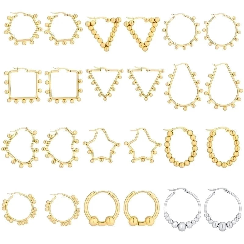 1 Pair INS Style Round Square Plating 201 Stainless Steel 18K Gold Plated Stainless Steel Earrings