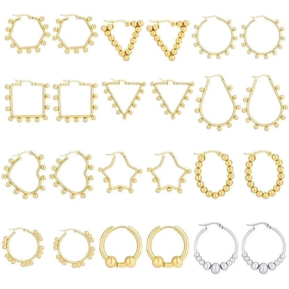 1 Pair INS Style Round Square Plating 201 Stainless Steel 18K Gold Plated Stainless Steel Earrings