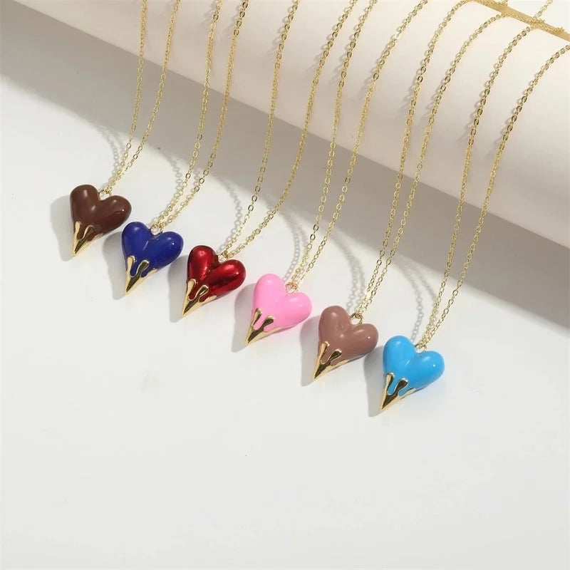 Copper 14K Gold Plated Heart Shape Pendant Necklace