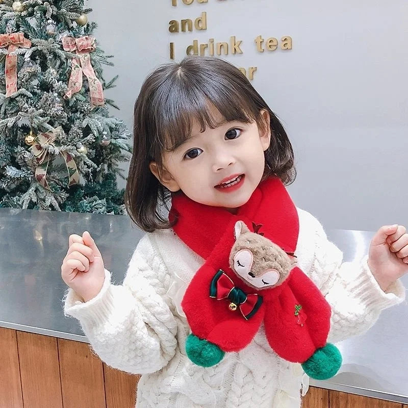 Children's Scarf Autumn And Winter Christmas Gift Elk Scarf Baby Girl Imitation Rabbit Fur Warm Cartoon Baby Scarf