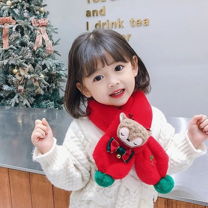 Children's Scarf Autumn And Winter Christmas Gift Elk Scarf Baby Girl Imitation Rabbit Fur Warm Cartoon Baby Scarf