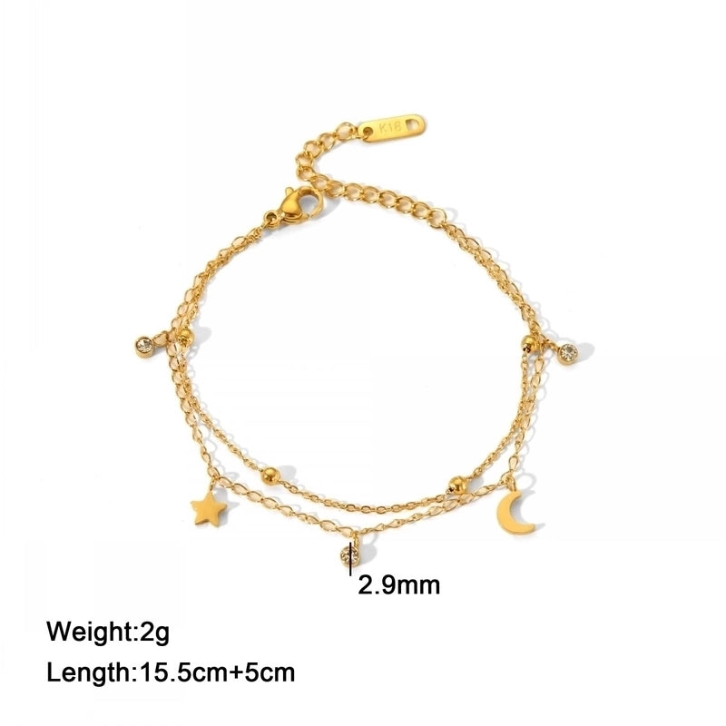 Minimalist Classic Style Four Leaf Clover Star Moon 304 Stainless Steel Cable Chain Bracelets In Bulk