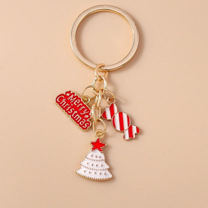 Cute Commute Christmas Tree Snowman Alloy Christmas Keychain