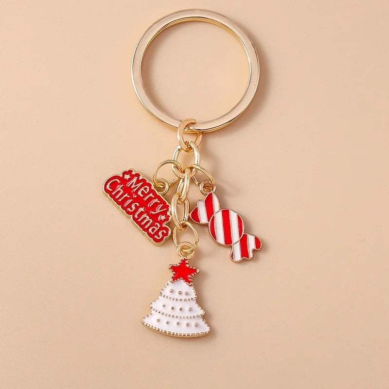 Cute Commute Christmas Tree Snowman Alloy Christmas Keychain