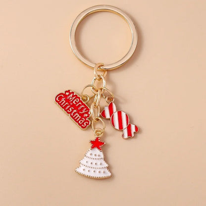 Cute Commute Christmas Tree Snowman Alloy Christmas Keychain