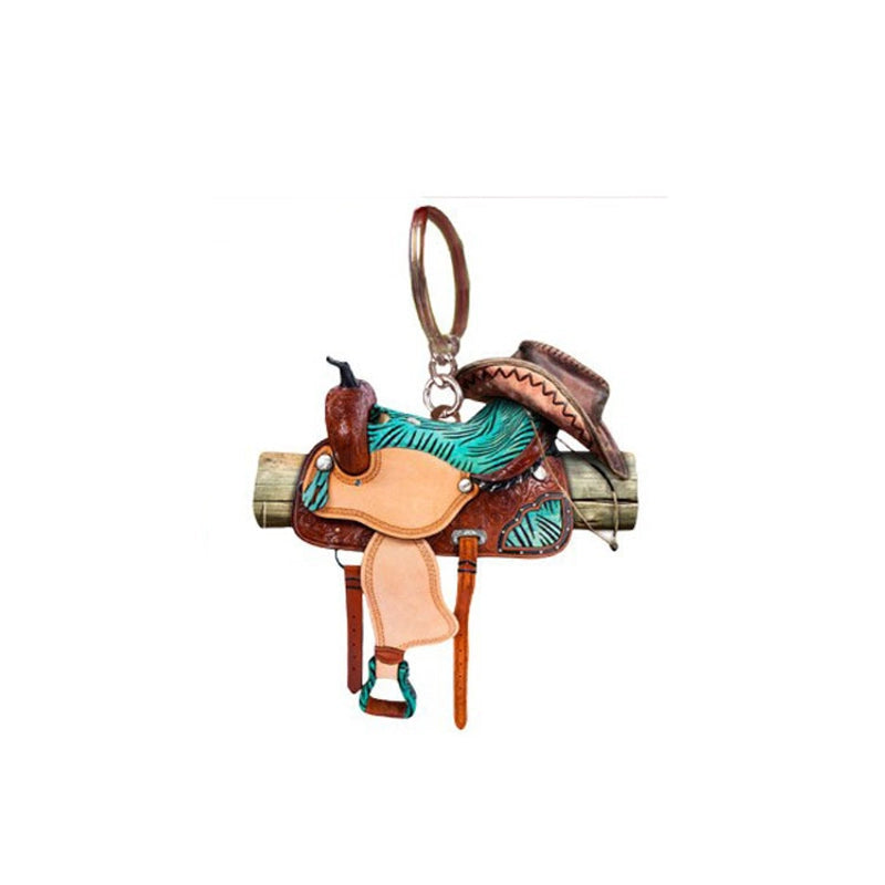 Saddle AcrylicKeychain Cross-border New Western Denim Saddle Keychain Pendant Schoolbag Pendant
