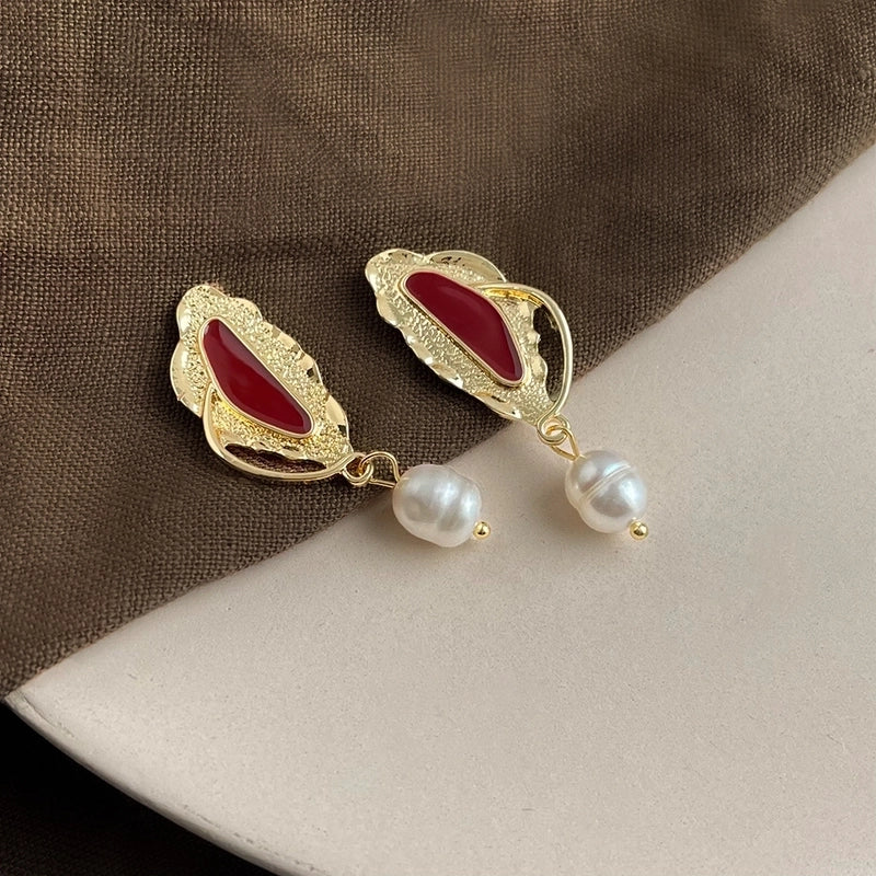 1 Pair Elegant Retro Geometric Freshwater Pearl Earrings