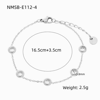 Basic Lady Geometric 304 Stainless Steel Zircon Bracelets In Bulk