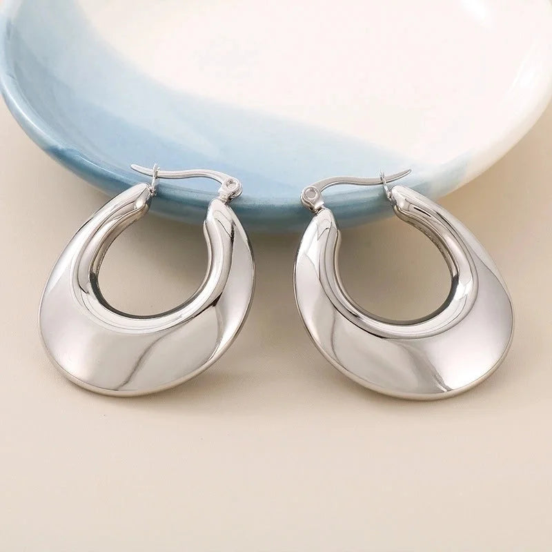 1 Pair Minimalist U Shape Plating Titanium Steel 18K Gold Plated Hoop Earrings