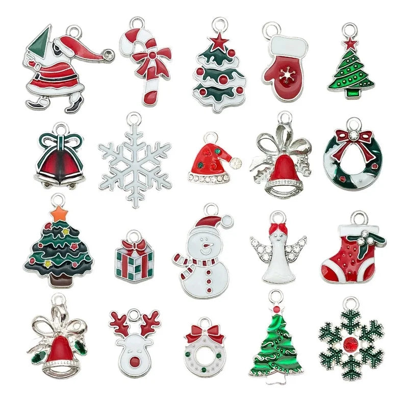 20 PCS/Package 50 PCS/Package 10-30mm Alloy Christmas Tree Snowman Snowflake Pendant Jewelry Accessories