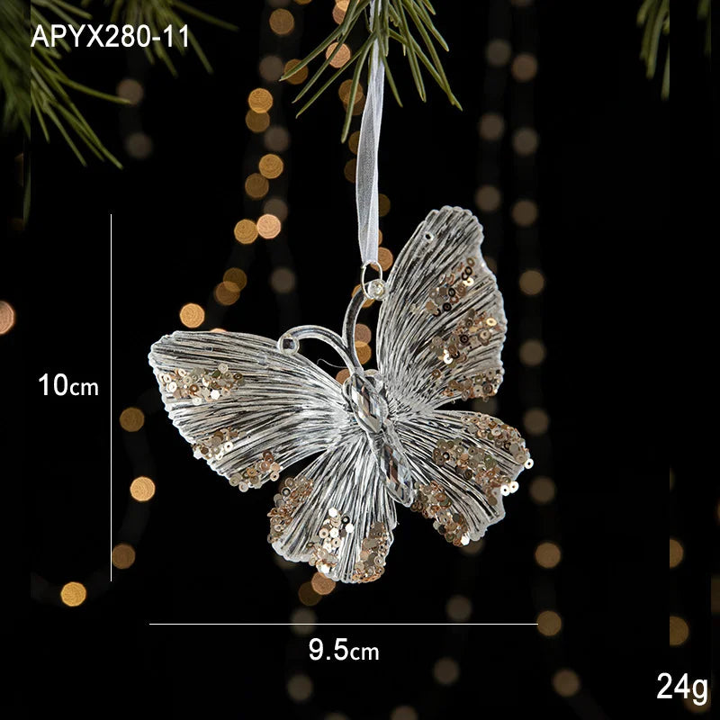 Christmas Ornaments Scene Decoration Supplies Christmas Tree Snowflakes Bells Small Hanging Decorations Crystal Transparent Hanging Ornaments