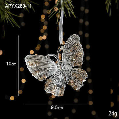 Christmas Ornaments Scene Decoration Supplies Christmas Tree Snowflakes Bells Small Hanging Decorations Crystal Transparent Hanging Ornaments