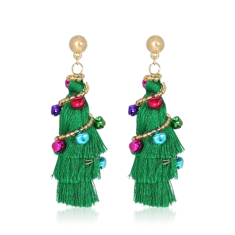 1 Pair Minimalist Christmas Tree Inlay Alloy Zircon Drop Earrings