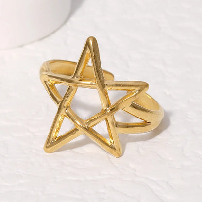 IG Style Open Ring Pentagram Stainless Steel Electroplating Rings