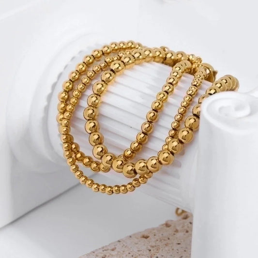 Classic Style Round 201 Stainless Steel 18K Gold Plated Bracelets In Bulk
