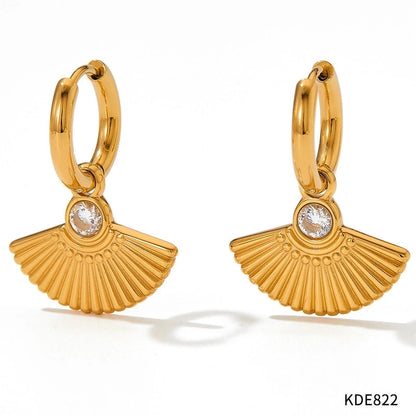 1 Pair Retro Sector Plating Inlay 304 Stainless Steel Zircon 16K Gold Plated White Gold Plated Gold Plated Earrings