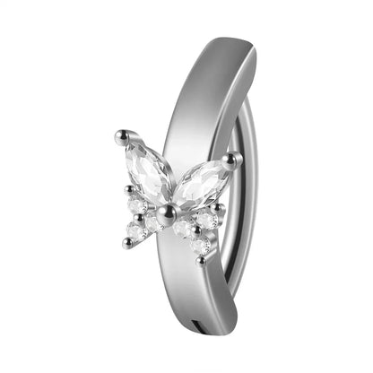 1 Piece Belly Rings Casual Hawaiian Tropical Flower Butterfly 304 Stainless Steel Inlay Zircon