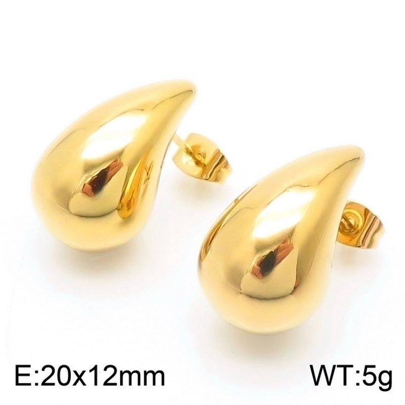 1 Pair Basic Water Droplets Stainless Steel 18K Gold Plated Ear Studs