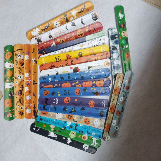 100 Pieces Supply No Infringement Pattern Halloween 6 Pop Ring Wrist Pop Bracelet