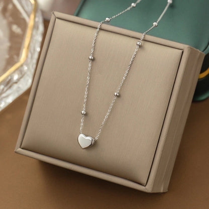 Casual Minimalist Heart Shape Titanium Steel Plating Inlay Pearl Shell Bracelets Earrings Necklace