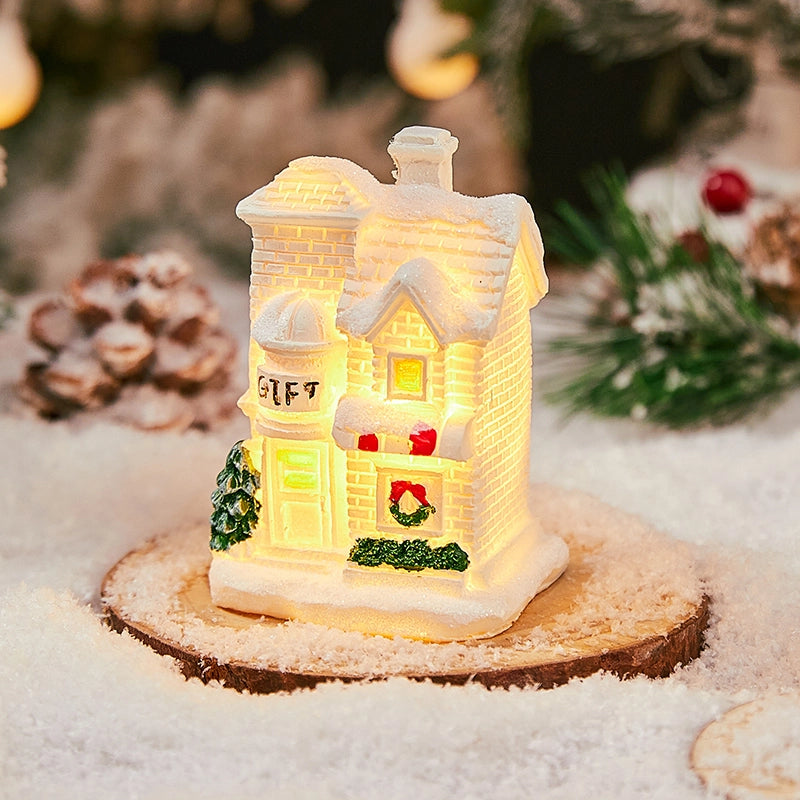 Christmas Small Ornaments Holiday Decorations Christmas Eve House Micro Landscape Luminous Desktop Window Scene Layout Gift