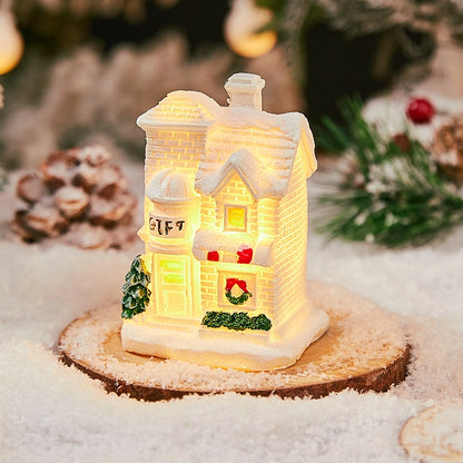 Christmas Small Ornaments Holiday Decorations Christmas Eve House Micro Landscape Luminous Desktop Window Scene Layout Gift