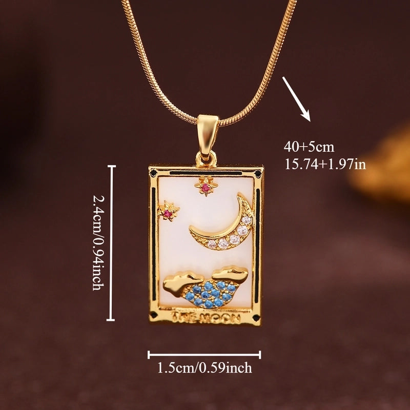 Vintage Style Minimalist Sun Moon Titanium Steel Copper Plating Pendant Necklace