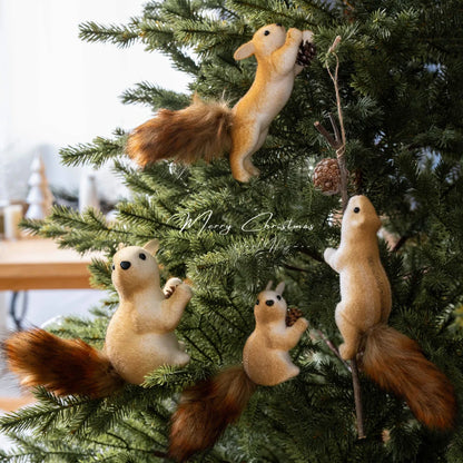2 Pieces Korean Squirrel Christmas Decoration Real Squirrel Pendant Christmas Tree Pendant Ornament