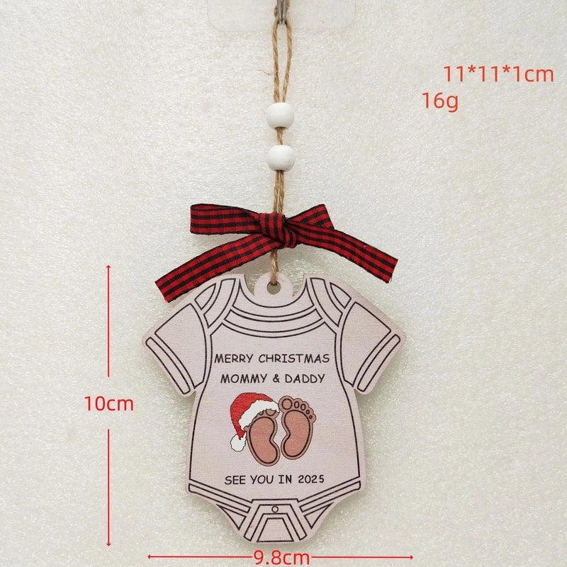 Christmas Cute Letter House Bow Knot Wood Indoor Party Decorations Hanging Ornaments