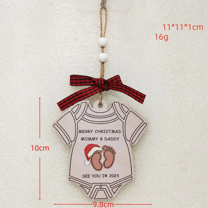 Christmas Cute Letter House Bow Knot Wood Indoor Party Decorations Hanging Ornaments