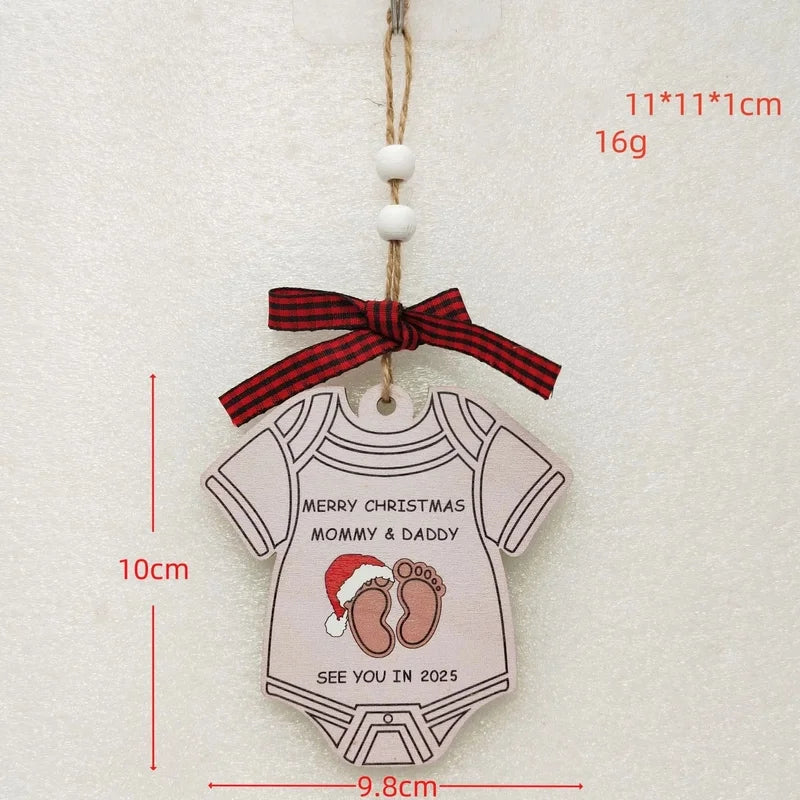 Christmas Cute Letter House Bow Knot Wood Indoor Party Decorations Hanging Ornaments